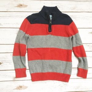 GAP Kids Gray orange striped zip Sweater